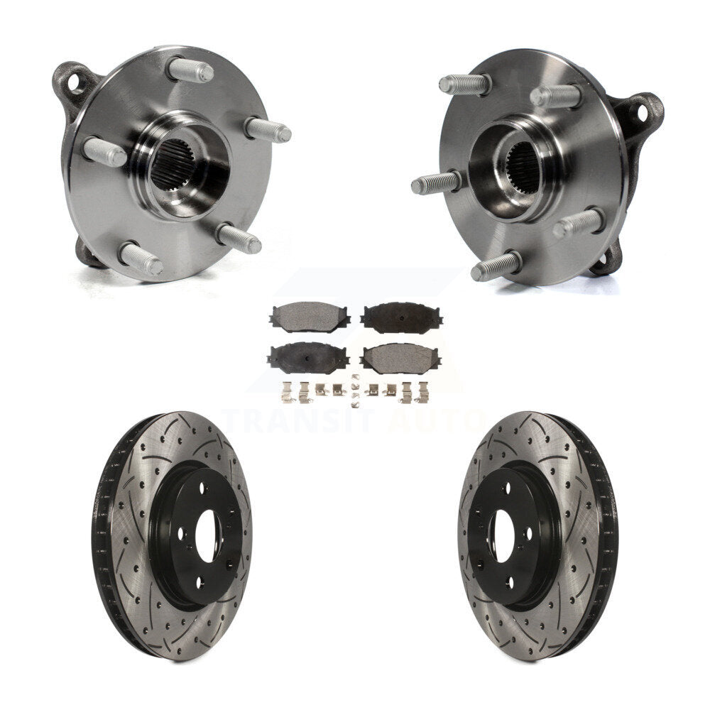 Hub Bearing Assembly Drilled Slot Brake Rotor Pads Front Kit For Lexus IS250 AWD