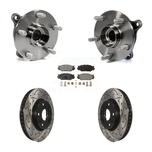 Hub Bearing Assembly Drilled Slot Brake Rotor Pads Front Kit For Lexus IS250 AWD