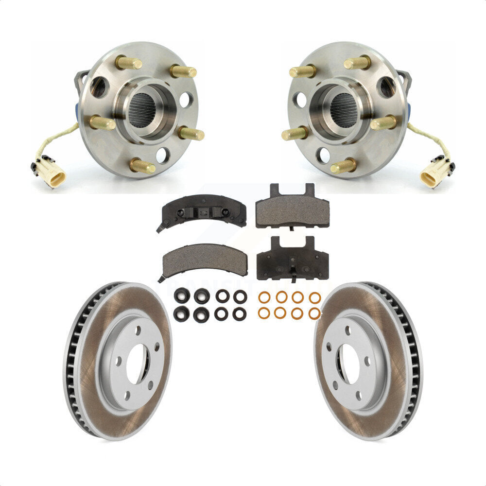 Hub Bearing Coated Brake Rotor & Pad Front Kit For Cadillac DeVille Fleetwood 60
