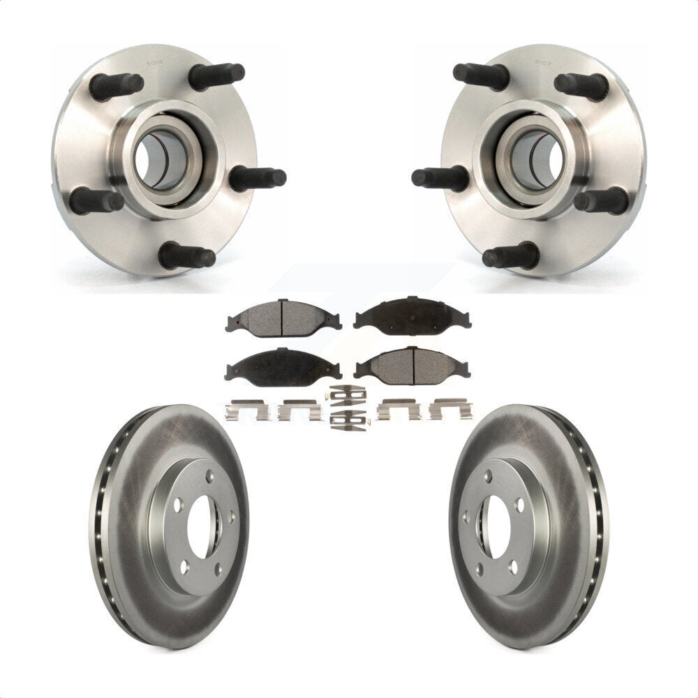 Hub Bearing Assembly Coated Disc Brake Rotor And Pads Front Kit For Ford Mustang