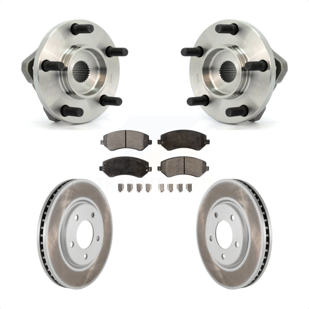 Hub Bearing Coated Brake Rotor & Pads Front Kit For Dodge Grand Caravan Chrysler