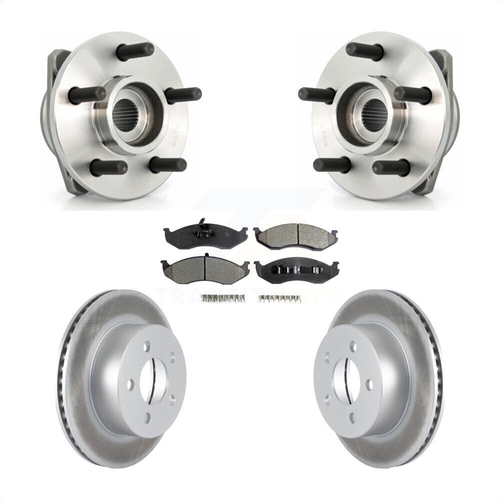 Hub Bearing Coated Disc Brake Rotor Pads Front Kit For Jeep Wrangler Cherokee TJ