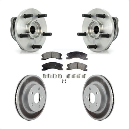 Hub Bearing Assembly Coated Brake Rotor & Pads Front Kit For Jeep Grand Cherokee