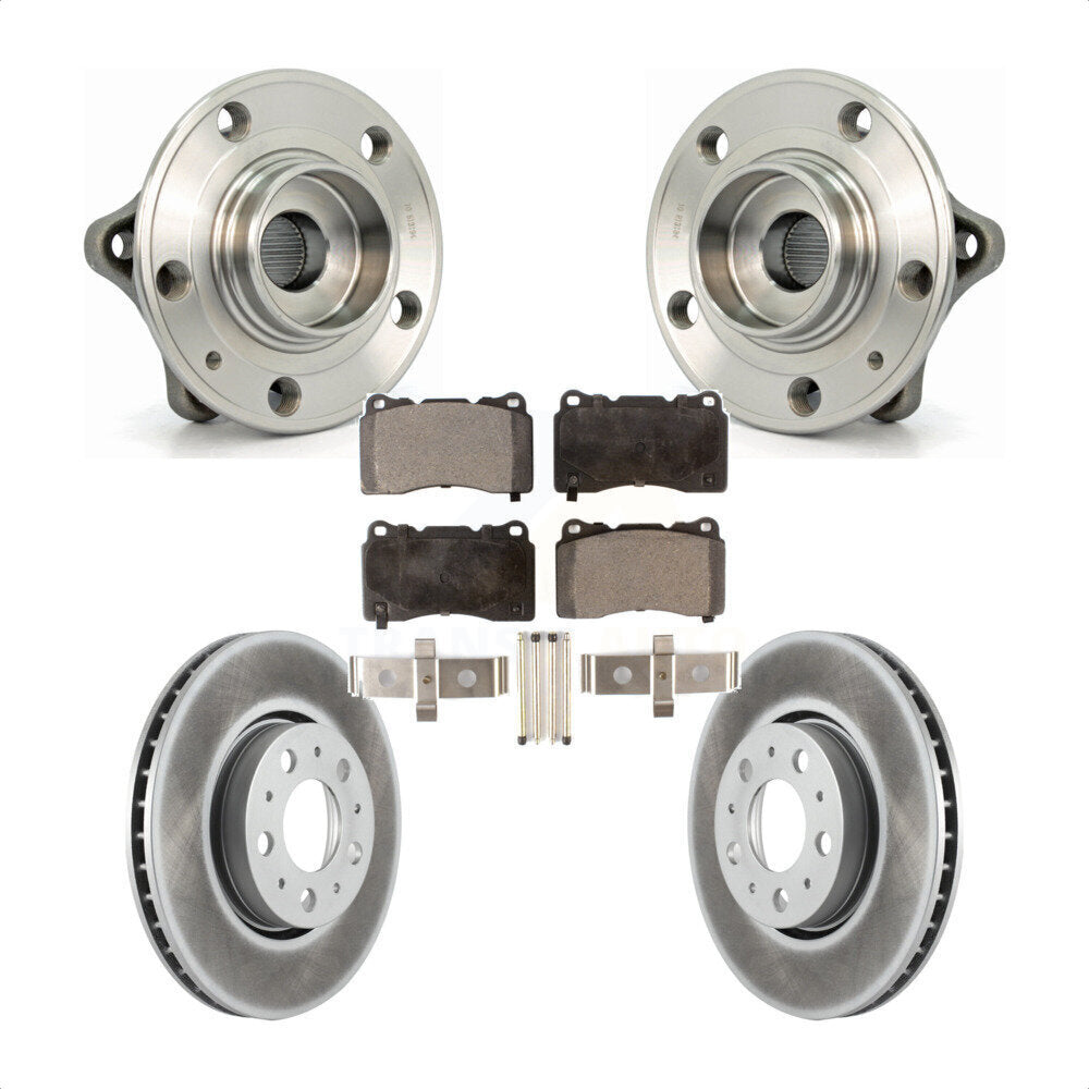 Hub Bearing Assembly Coated Brake Rotor Pads Front Kit For 2005-2007 Volvo V70 R