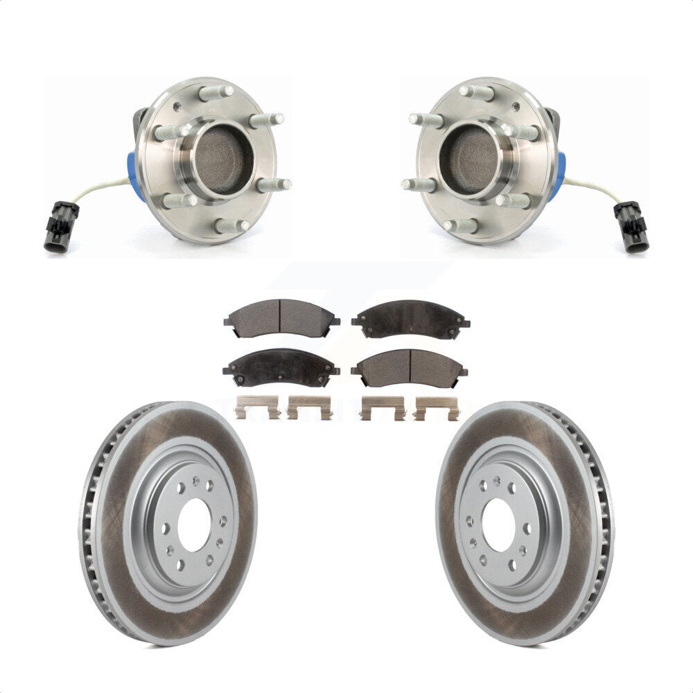 Hub Bearing Coated Disc Brake Rotor Pad Front Kit For 2004-2009 Cadillac SRX RWD