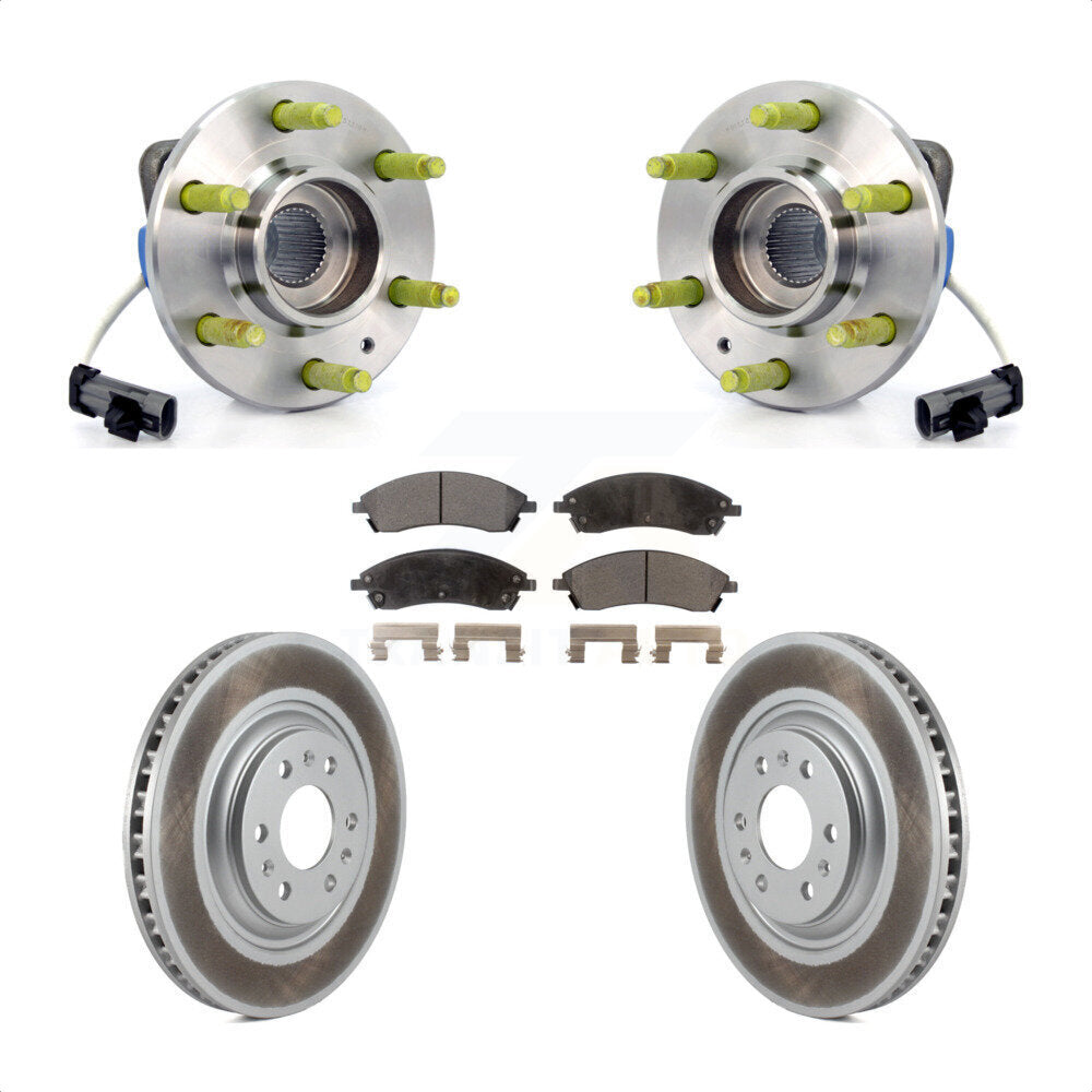 Hub Bearing Coated Disc Brake Rotor Pad Front Kit For 2004-2009 Cadillac SRX AWD