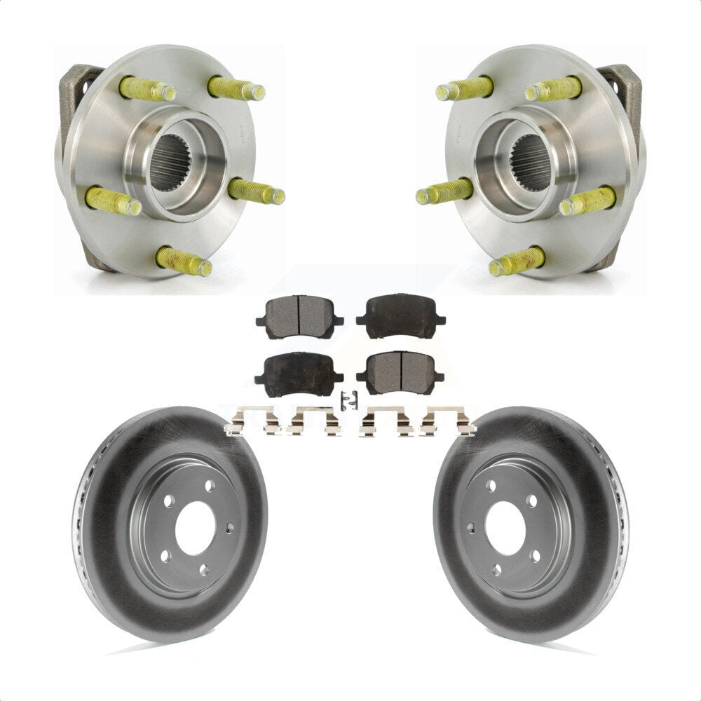 Hub Bearing Coated Brake Rotor & Pads Front Kit For 2006-2007 Pontiac G6 Non-ABS