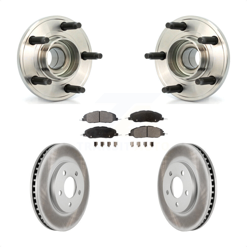 Hub Bearing Assembly Coated Disc Brake Rotor And Pads Front Kit For Ford Mustang