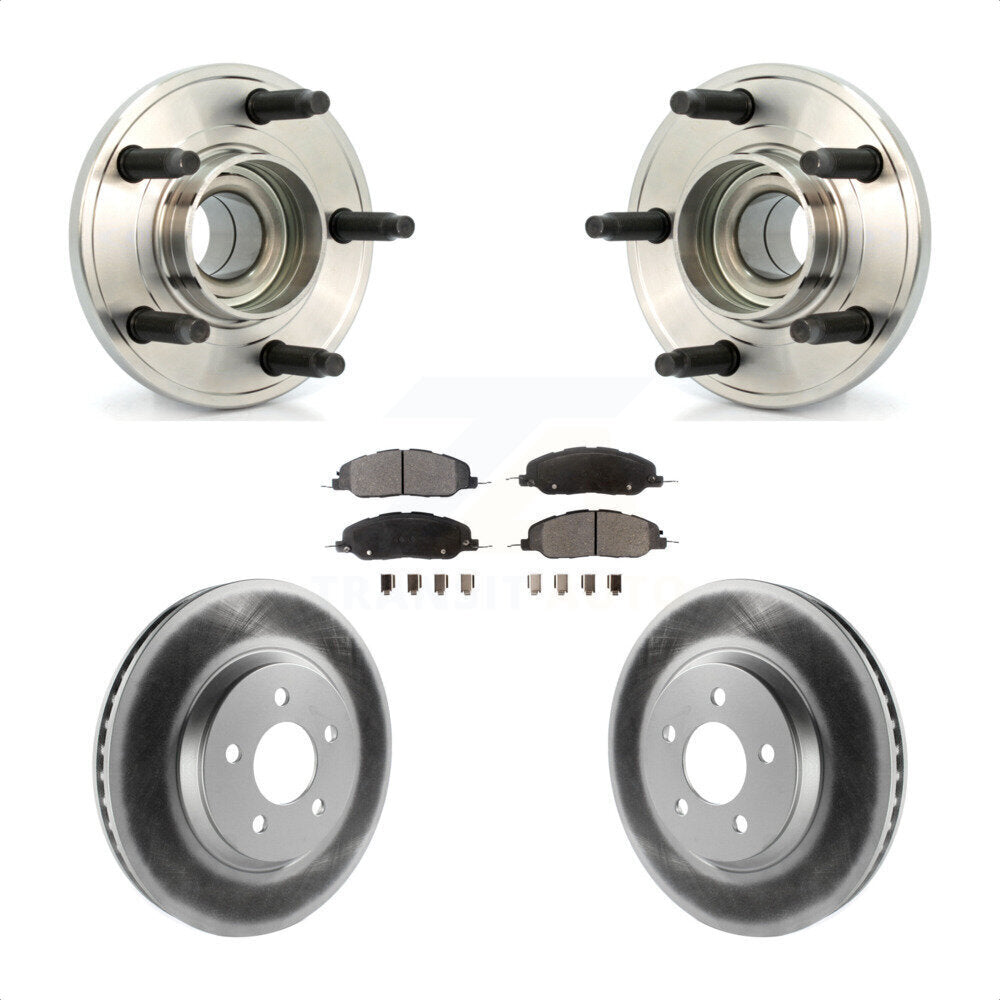Hub Bearing Assembly Coated Disc Brake Rotor And Pads Front Kit For Ford Mustang