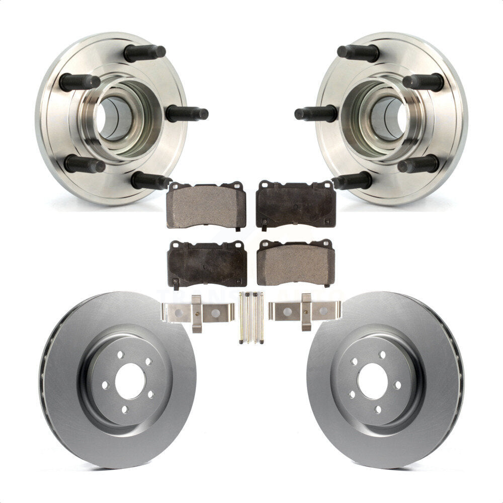 Hub Bearing Assembly Coated Disc Brake Rotor And Pads Front Kit For Ford Mustang