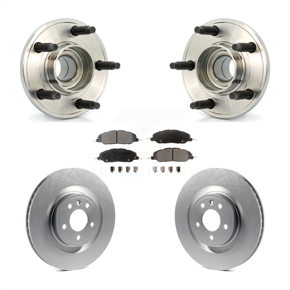 Hub Bearing Assembly Coated Disc Brake Rotor And Pads Front Kit For Ford Mustang
