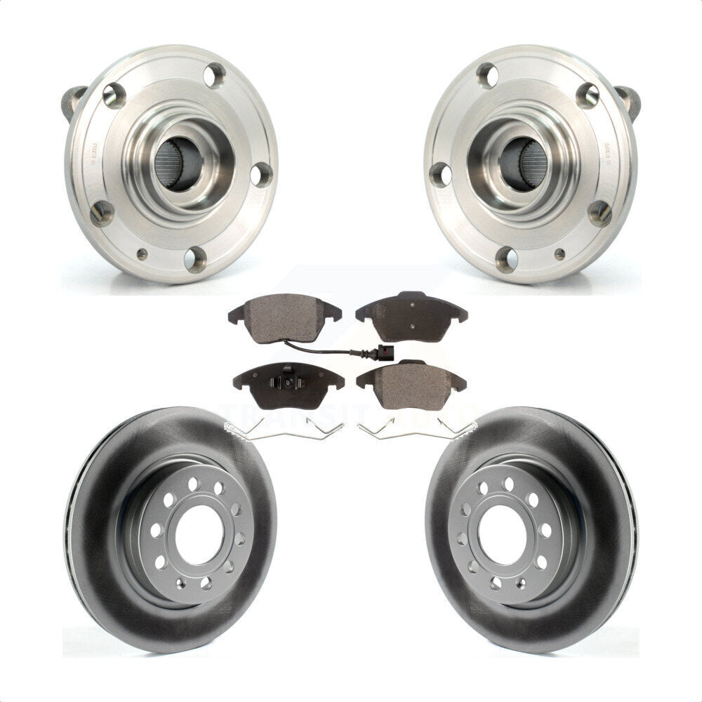 Hub Bearing Coated Brake Rotor Pads Front Kit For Volkswagen GTI Audi A3 Quattro