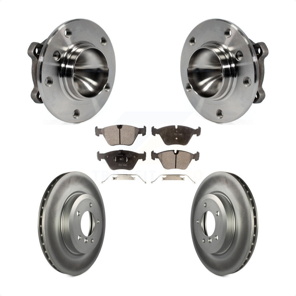 Hub Bearing Assembly Coated Disc Brake Rotor & Pads Front Kit For 2006 BMW 330Ci