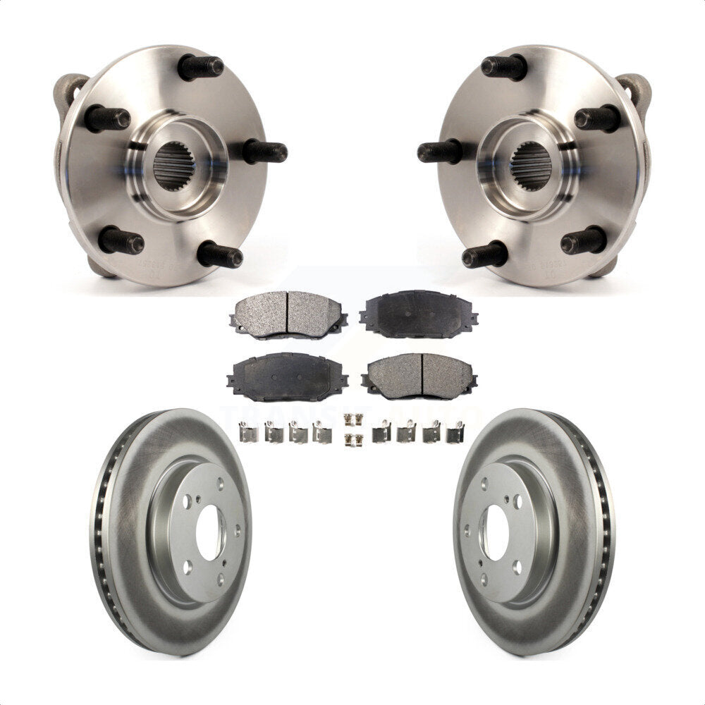 Hub Bearing Coated Brake Rotor & Pads Front Kit For Toyota RAV4 Prius V Scion xB