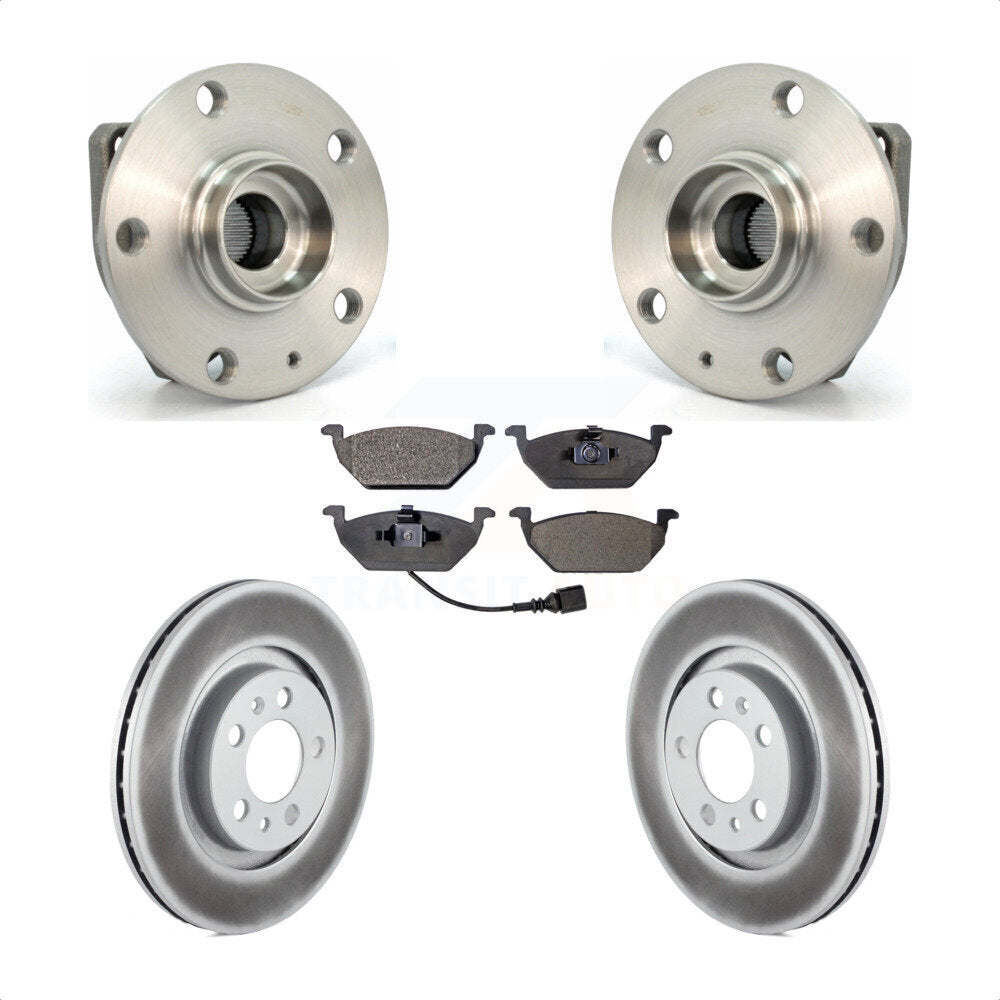 Hub Bearing Assembly Coated Brake Rotor & Pad Front Kit For Volkswagen Golf City