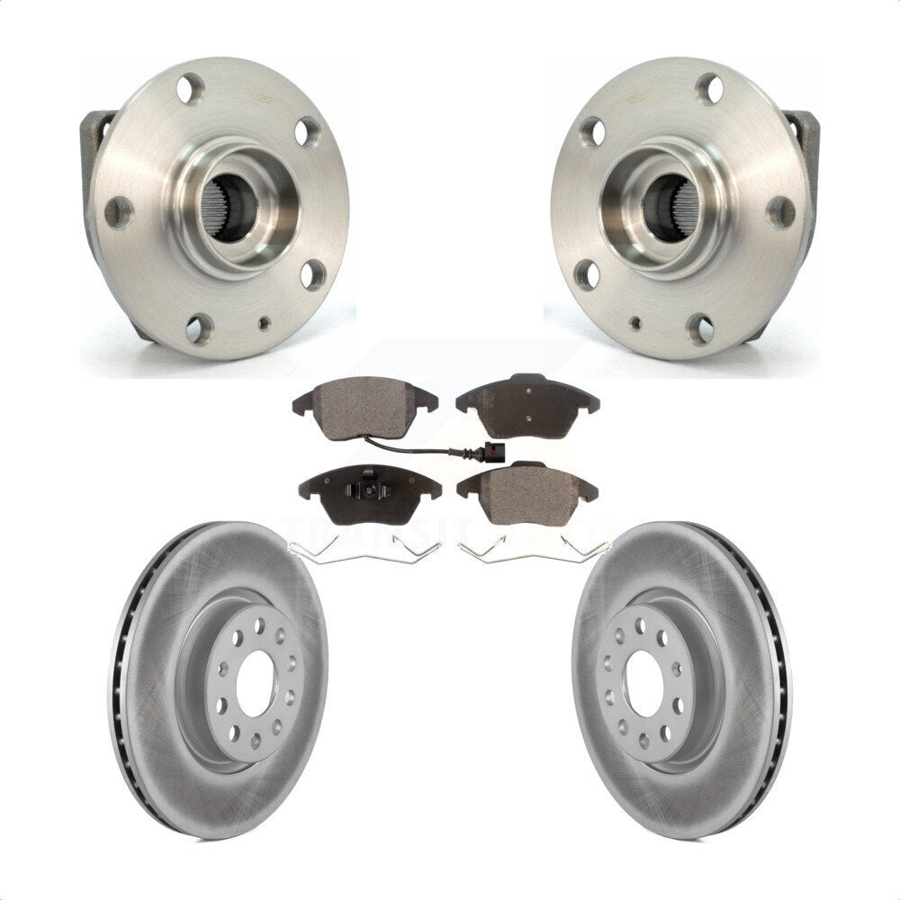 Hub Bearing Assembly Coated Disc Brake Rotor & Pads Front Kit For Volkswagen GTI