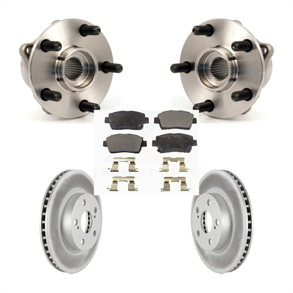 Hub Bearing Assembly Coated Brake Rotor Pad Front Kit For 2004-2009 Toyota Prius