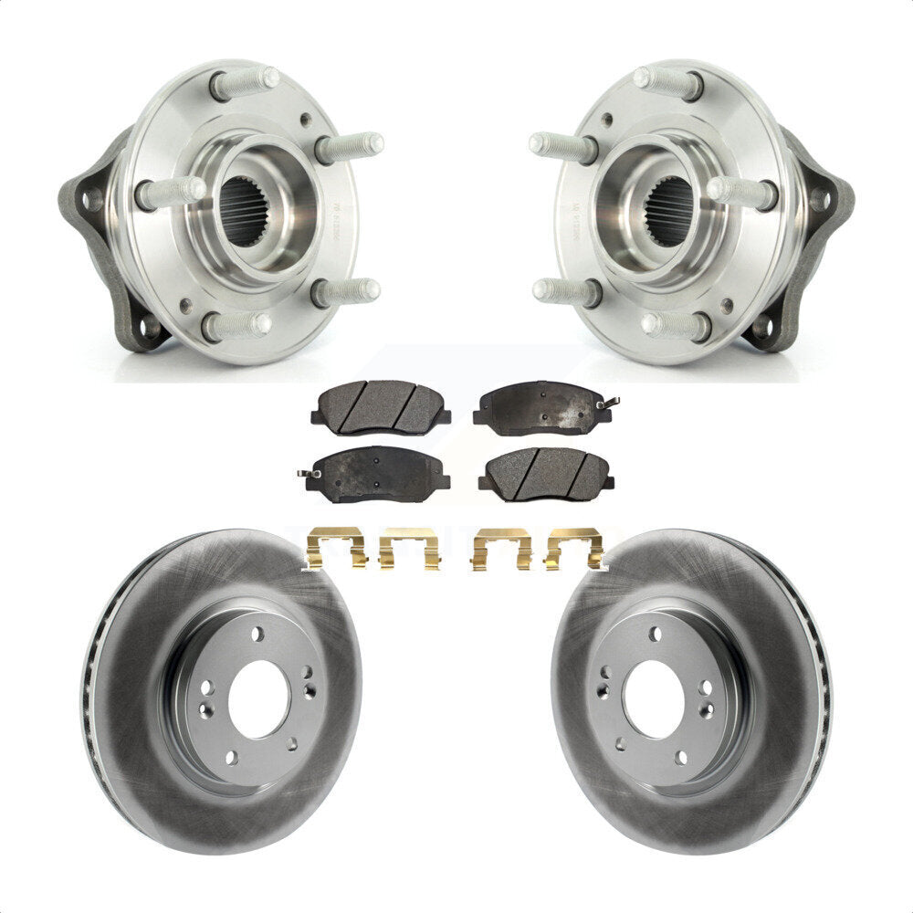 Hub Bearing Coated Disc Brake Rotor Pad Front Kit For 2007-2009 Hyundai Santa Fe
