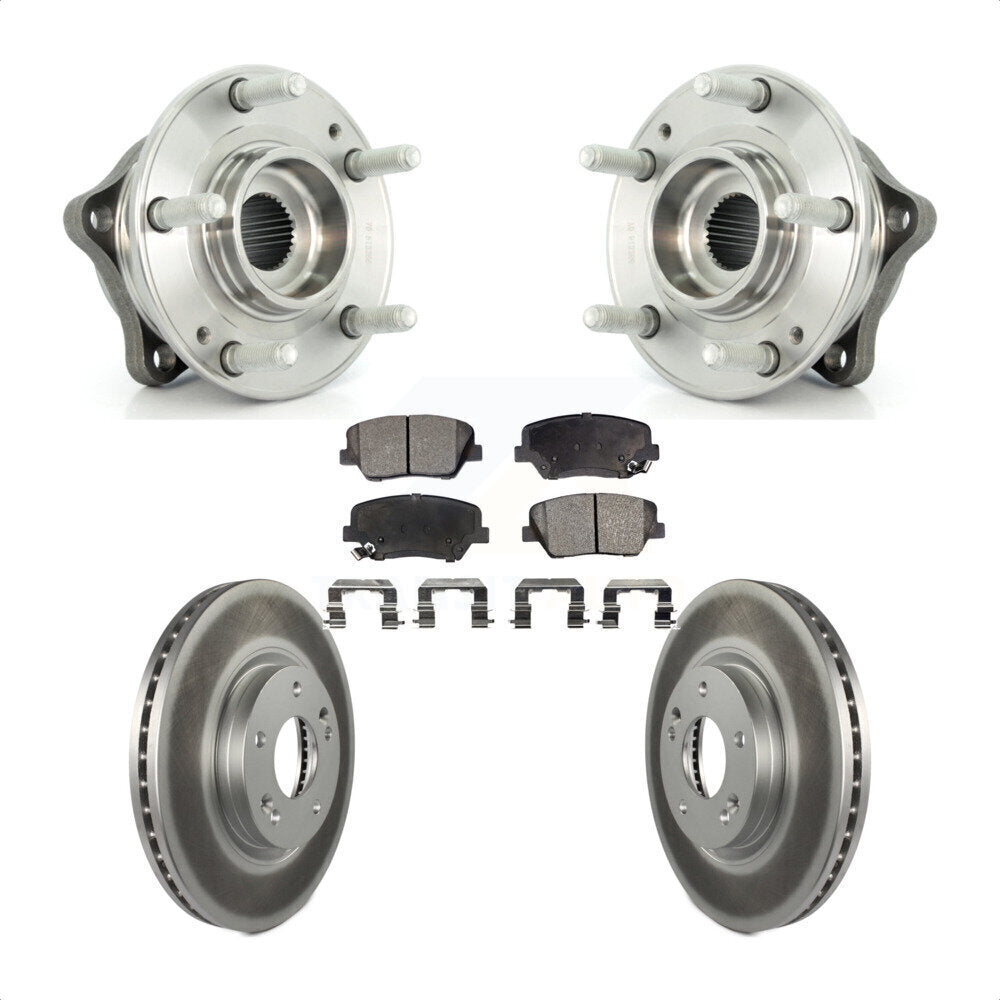 Hub Bearing Coated Brake Rotor & Pads Front Kit For Hyundai Santa Fe Kia Sorento