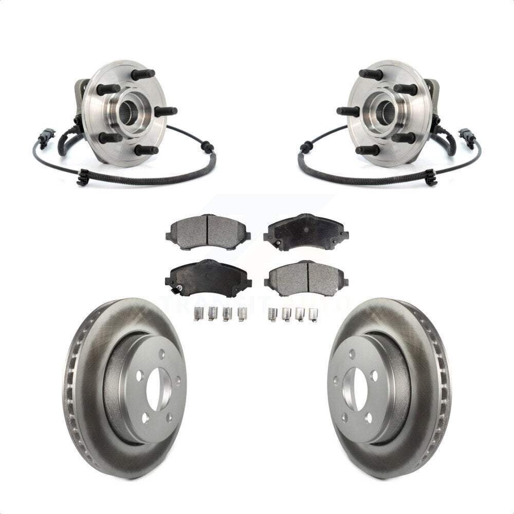 Hub Bearing Assembly Coat Brake Rotor Pad Front Kit For Jeep Liberty Dodge Nitro