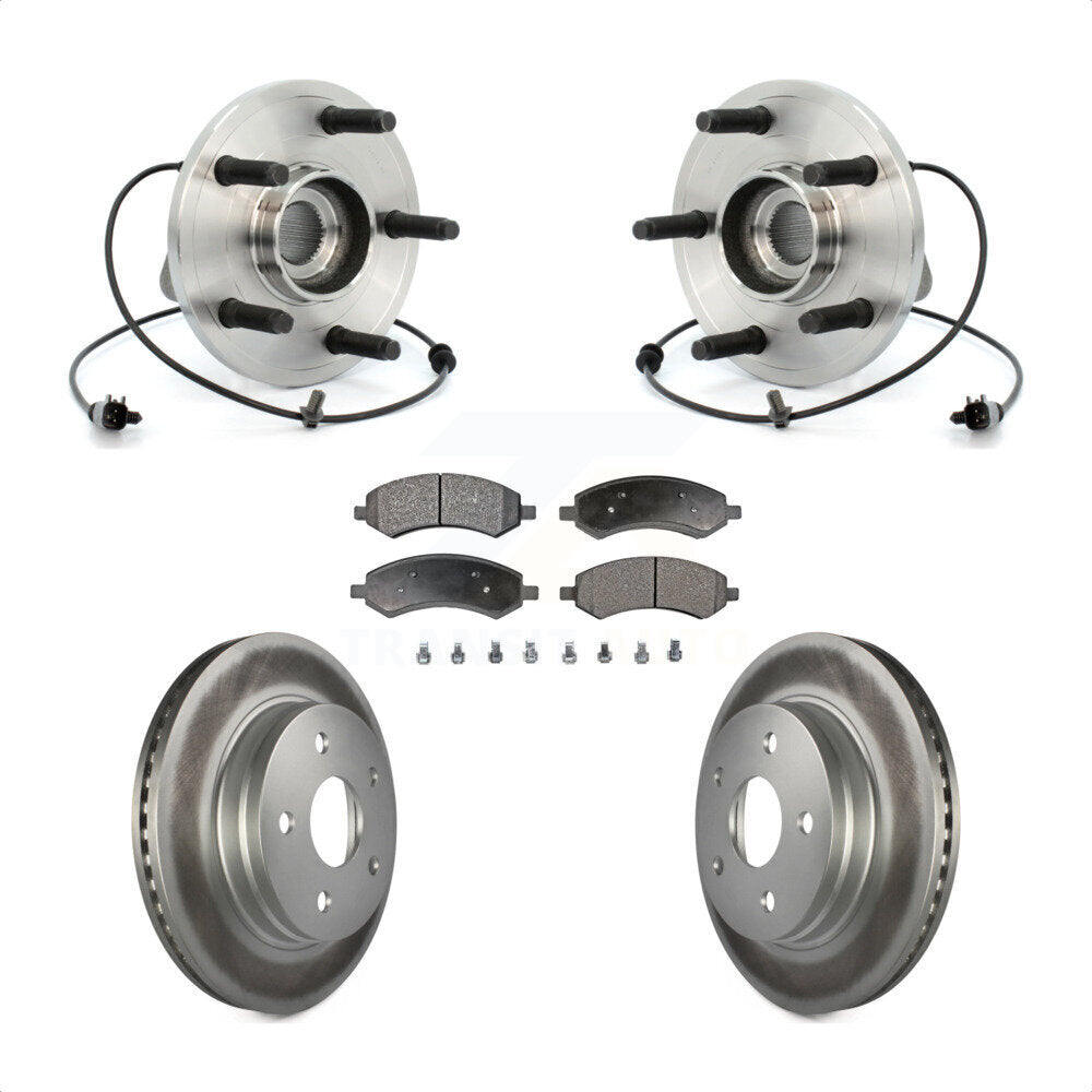 Hub Bearing Coated Brake Rotor & Pads Front Kit For Chrysler Aspen Dodge Durango