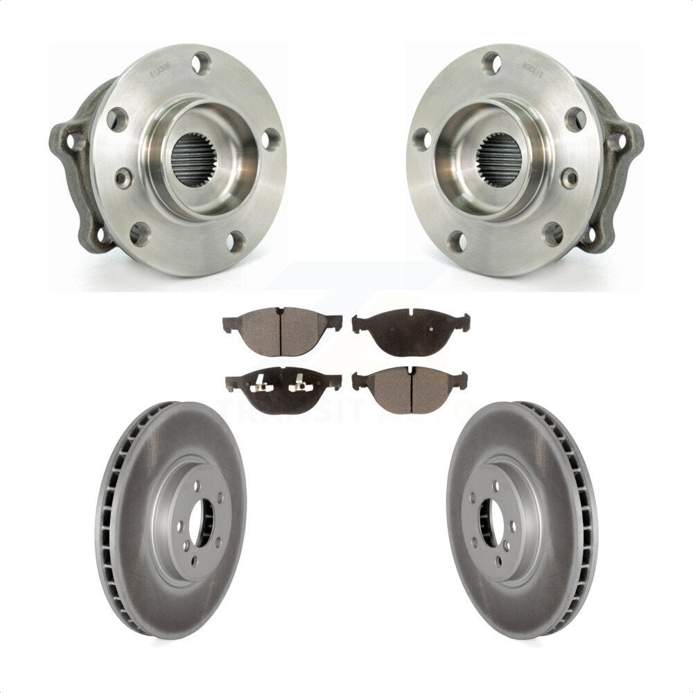 Hub Bearing Assembly Coated Brake Rotor & Pads Front Kit For BMW X5 X6 xDrive50i