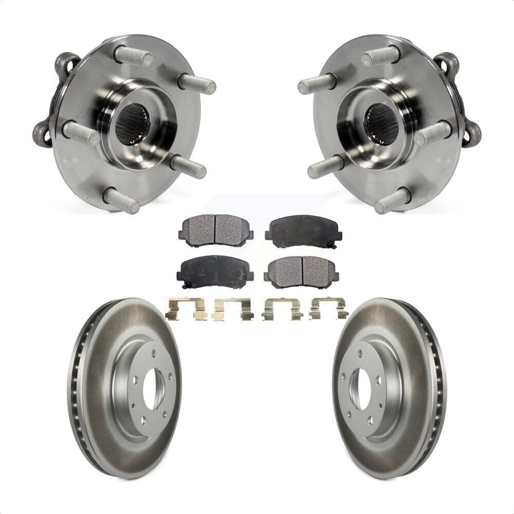 Hub Bearing Assembly Coated Brake Rotor & Pad Front Kit For 2013-2015 Mazda CX-5