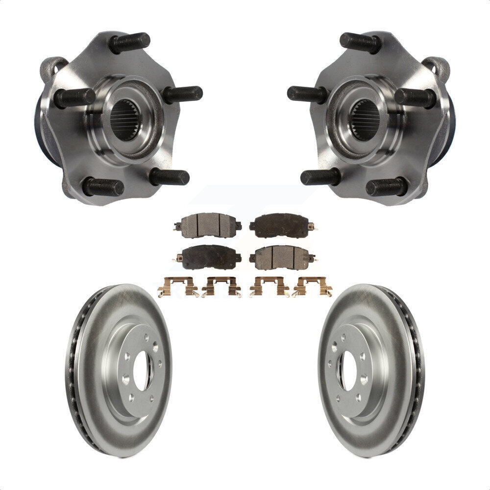 Hub Bearing Assembly Coated Disc Brake Rotors And Pads Front Kit For Nissan LEAF