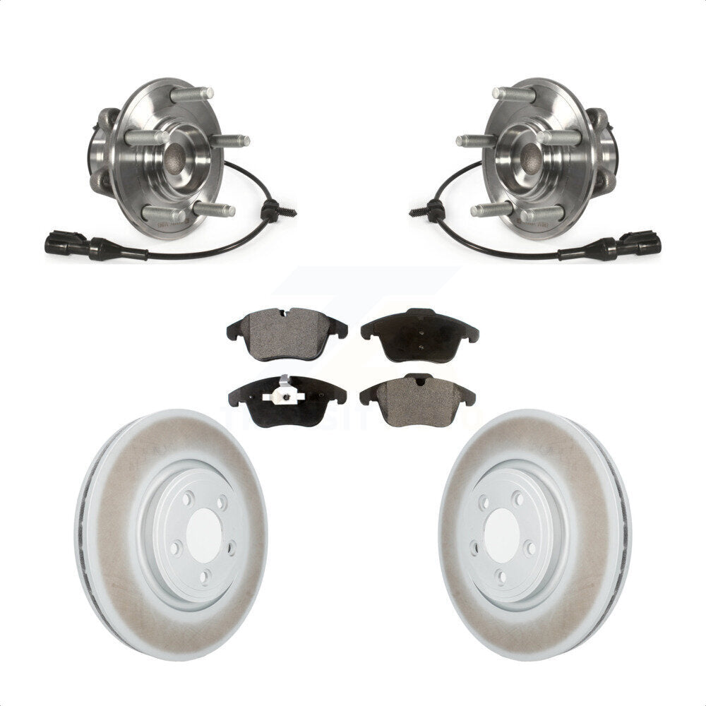 Hub Bearing Assembly Coated Brake Rotor & Pad Front Kit For Jaguar XF S-Type XJ8
