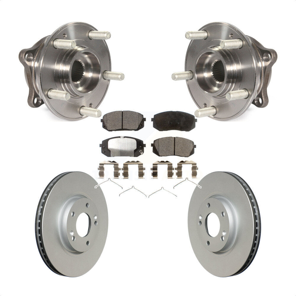 Hub Bearing Assembly Coated Disc Brake Rotor & Pads Front Kit For Hyundai Sonata