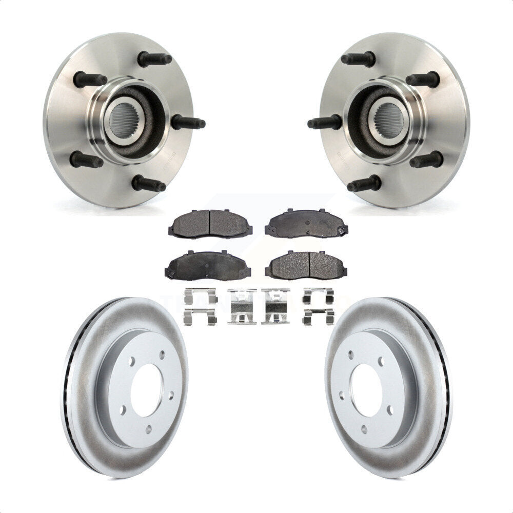 Hub Bearing Coated Brake Rotor Pad Front Kit For Ford F-150 4WD with 2-Wheel ABS