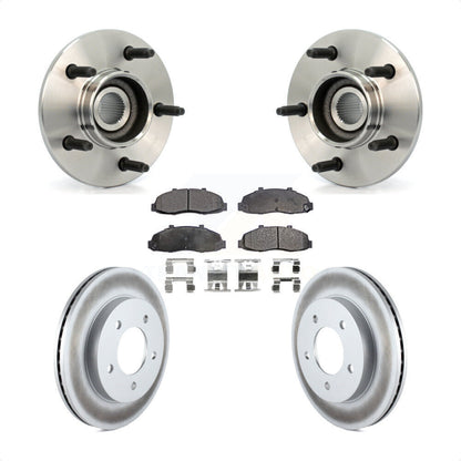Hub Bearing Coated Brake Rotor Pad Front Kit For Ford F-150 4WD with 2-Wheel ABS