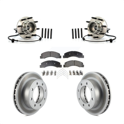Hub Bearing Coated Brake Rotor & Pads Front Kit For 2001-2005 Ford Excursion 4WD