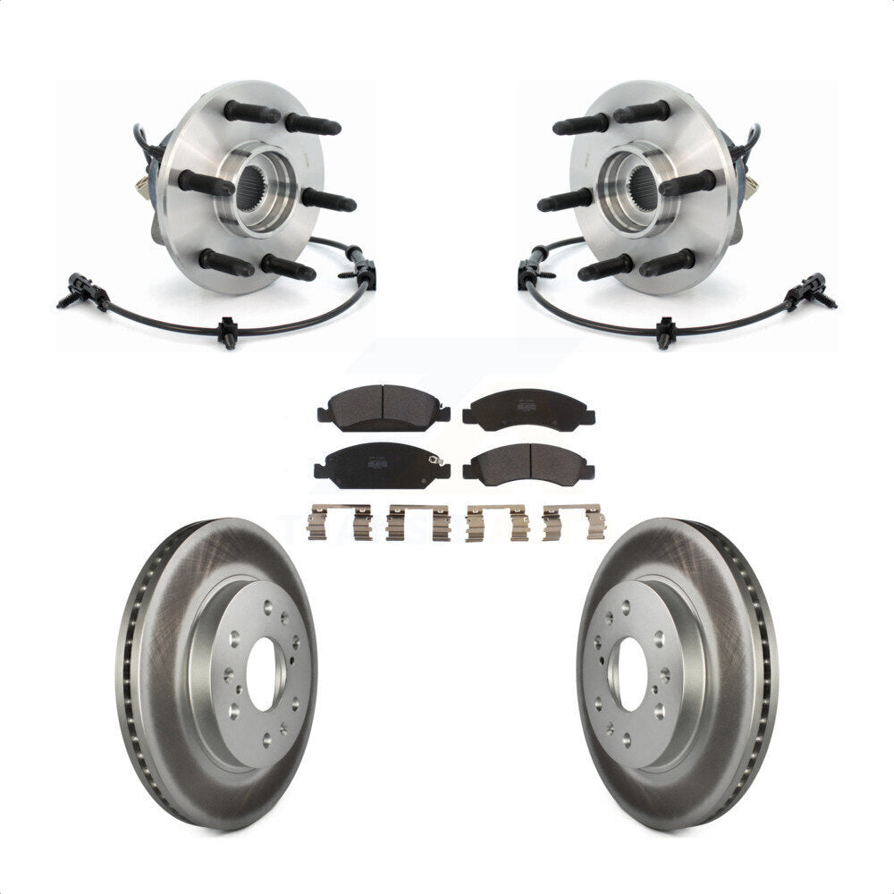 Hub Bearing Coated Brake Rotor & Pads Front Kit For Chevrolet GMC Silverado 1500
