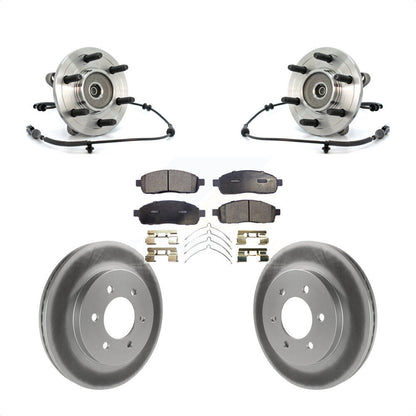 Hub Bearing Assembly Coated Disc Brake Rotor & Pads Front Kit For Ford F-150 4WD