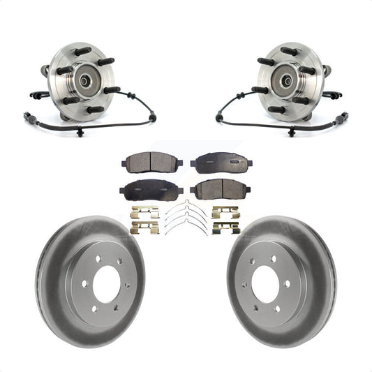 Hub Bearing Assembly Coated Disc Brake Rotor & Pads Front Kit For Ford F-150 4WD