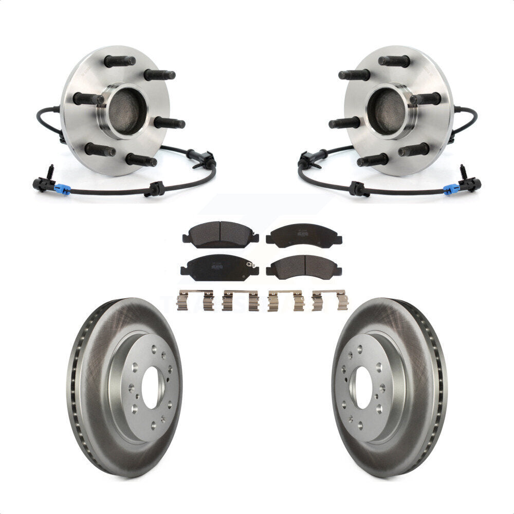 Hub Bearing Coated Brake Rotor & Pads Front Kit For Chevrolet GMC Silverado 1500