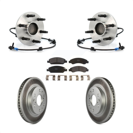 Hub Bearing Coated Brake Rotor & Pads Front Kit For Chevrolet GMC Silverado 1500