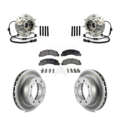 Hub Bearing Coated Brake Rotor & Pads Front Kit For 2001-2005 Ford Excursion 4WD