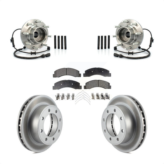 Hub Bearing Coated Brake Rotor & Pads Front Kit For 2001-2005 Ford Excursion 4WD