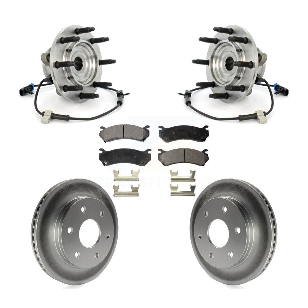 Hub Bearing Coated Brake Rotor & Pads Front Kit For Chevrolet Silverado 1500 GMC