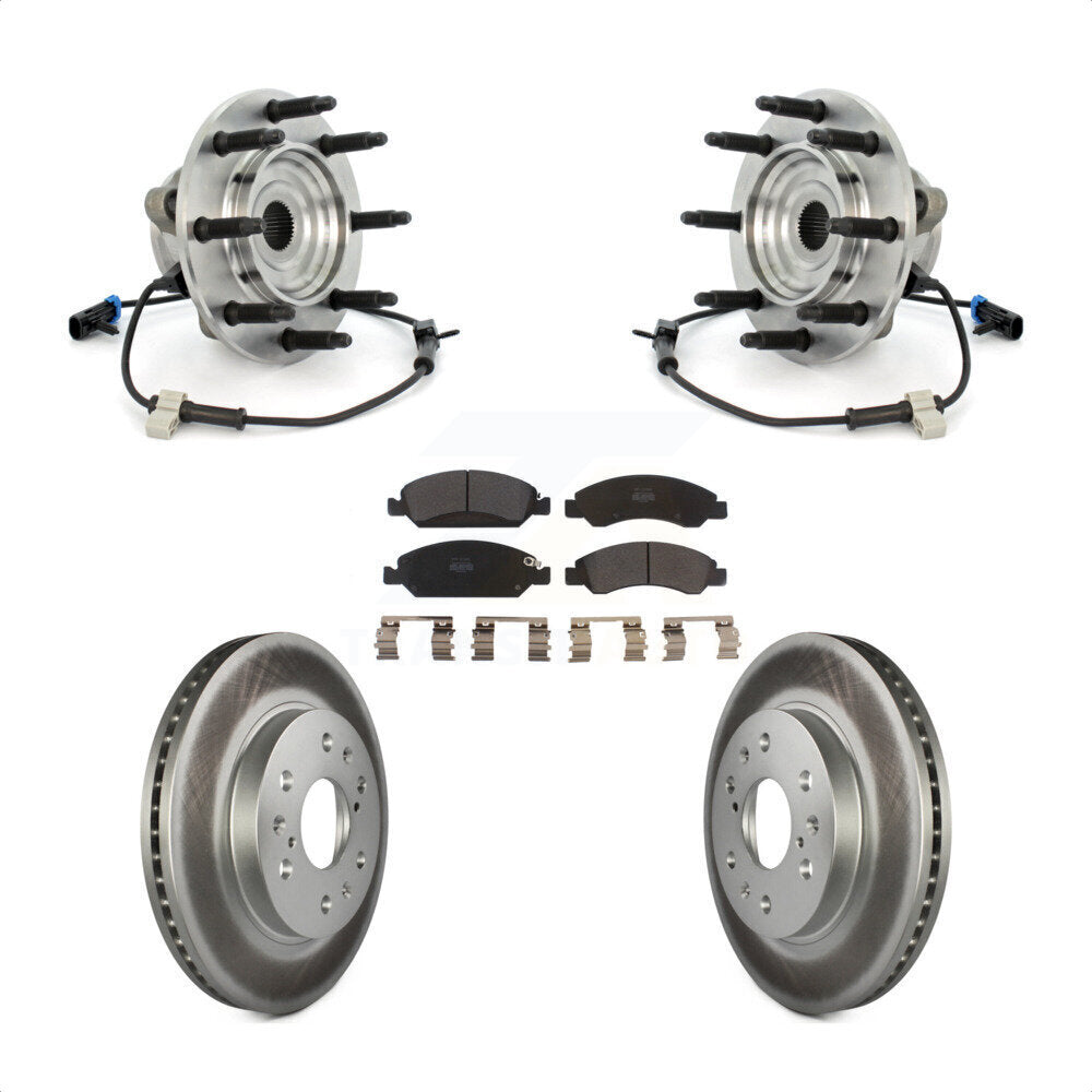 Hub Bearing Coated Brake Rotor & Pads Front Kit For Chevrolet GMC Silverado 1500
