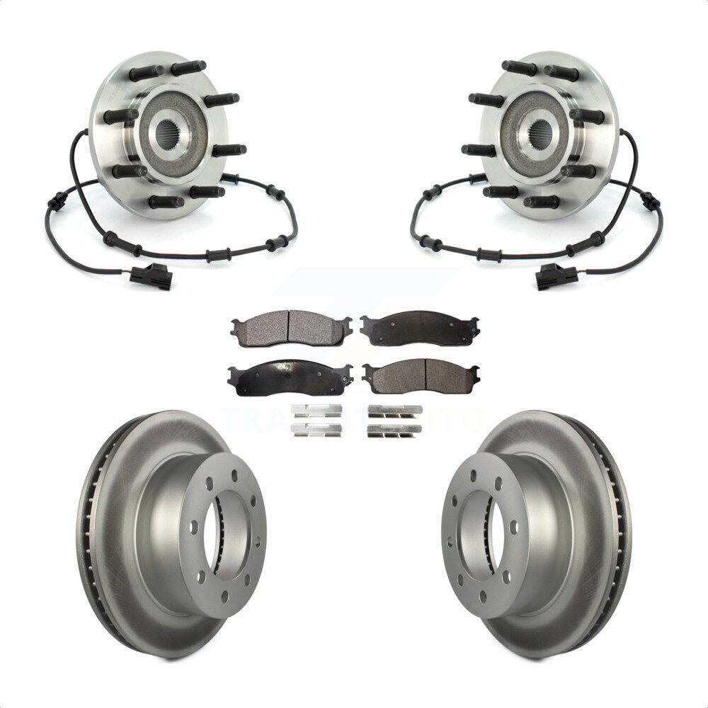 Hub Bearing Coat Brake Rotor Pad Front Kit For 2003-2005 Dodge Ram 2500 3500 4WD