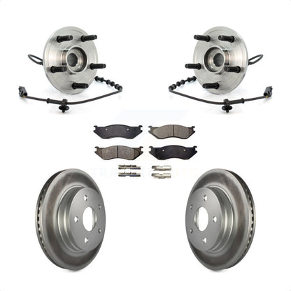 Hub Bearing Assembly Coated Disc Brake Rotor & Pads Front Kit For Dodge Ram 1500