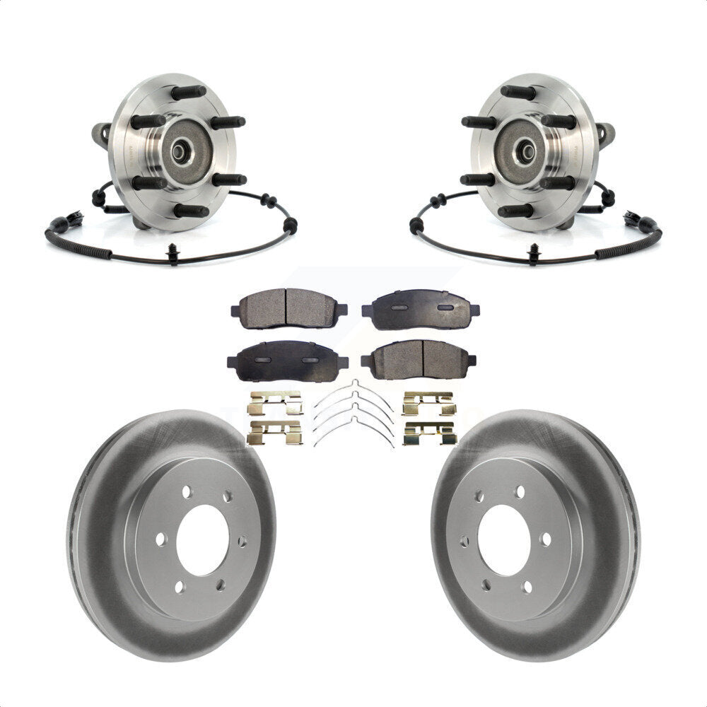 Hub Bearing Coated Brake Rotor Pads Front Kit For Ford F-150 Lincoln Mark LT 4WD