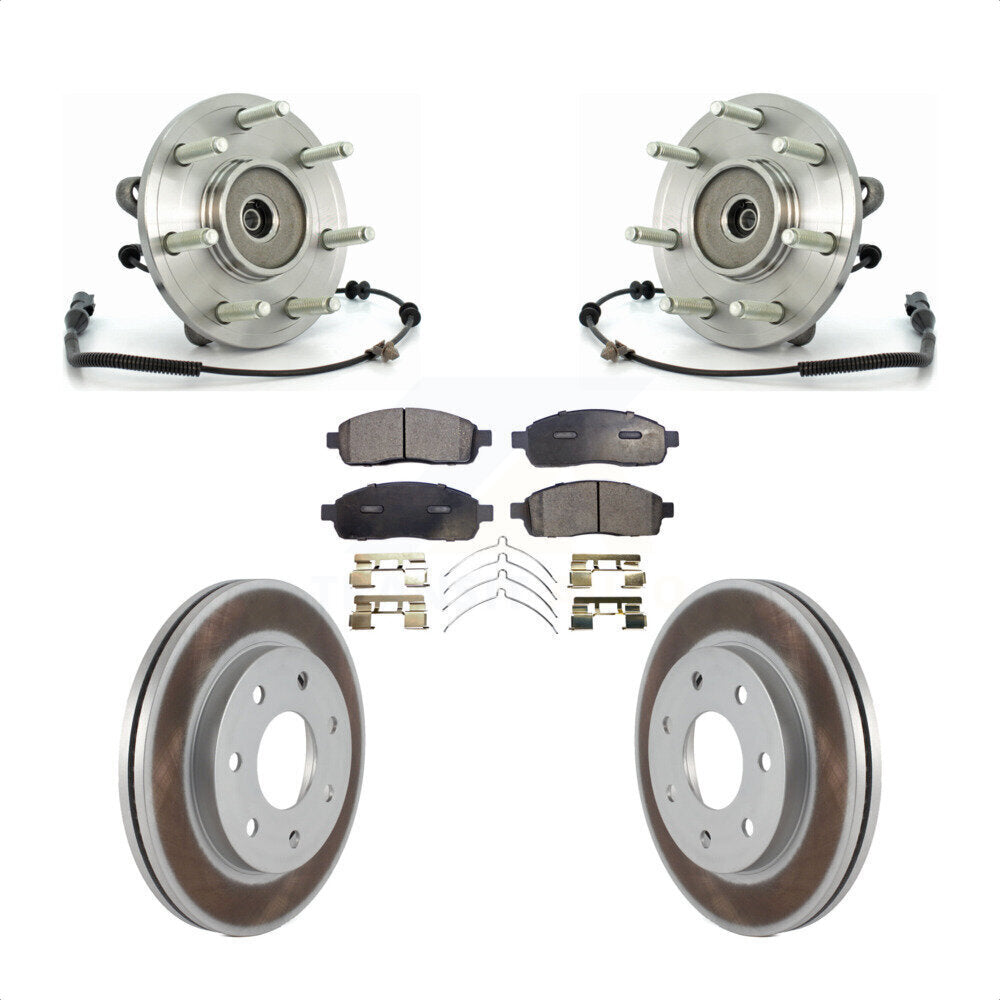 Hub Bearing Coated Brake Rotor Pads Front Kit For Ford F-150 Lincoln Mark LT 4WD