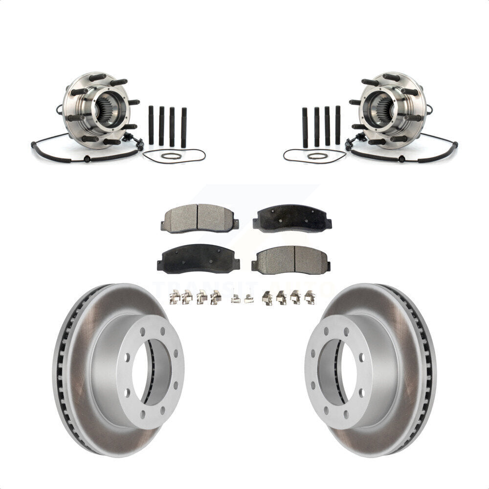 Hub Bearing Coated Brake Rotor And Pad Front Kit For Ford F-250 Super Duty F-350