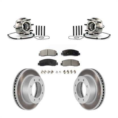 Hub Bearing Coated Brake Rotor And Pad Front Kit For Ford F-250 Super Duty F-350