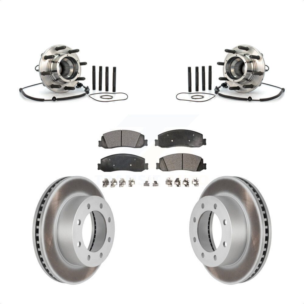 Hub Bearing Coated Brake Rotor Pad Front Kit For 08-10 Ford F-350 Super Duty 4WD