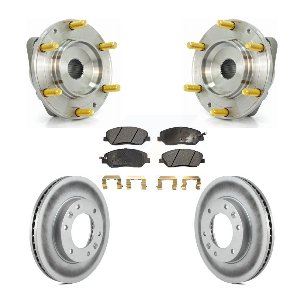 Hub Bearing Coated Brake Rotor & Pads Front Kit For Kia Sedona Hyundai Entourage